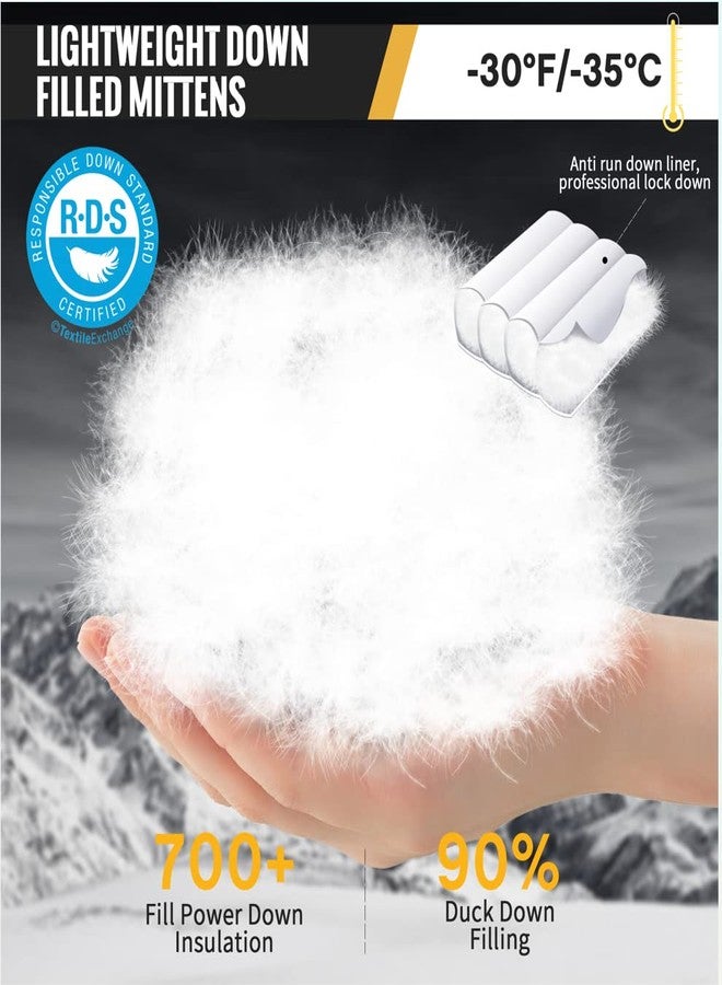MCTi Ski Mittens Down Mittens Winter Cold Weather Waterproof Touch Screen Mitt for Men - Image 2